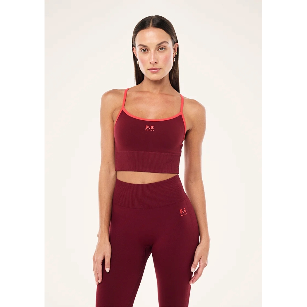 P.E Nation "Release Seamless Tank" bordo spalvos besiūlė palaidinė. Marškinėliai