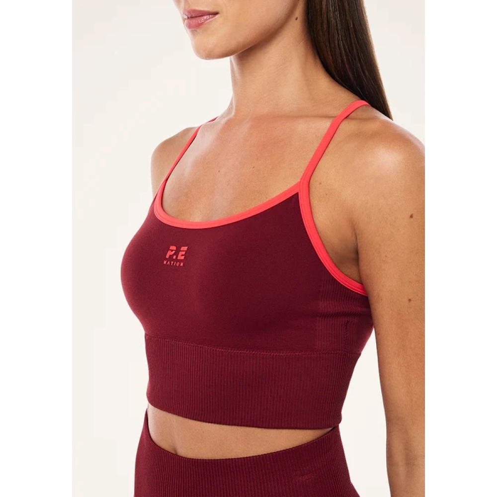 P.E Nation "Release Seamless Tank" bordo spalvos besiūlė palaidinė. Marškinėliai