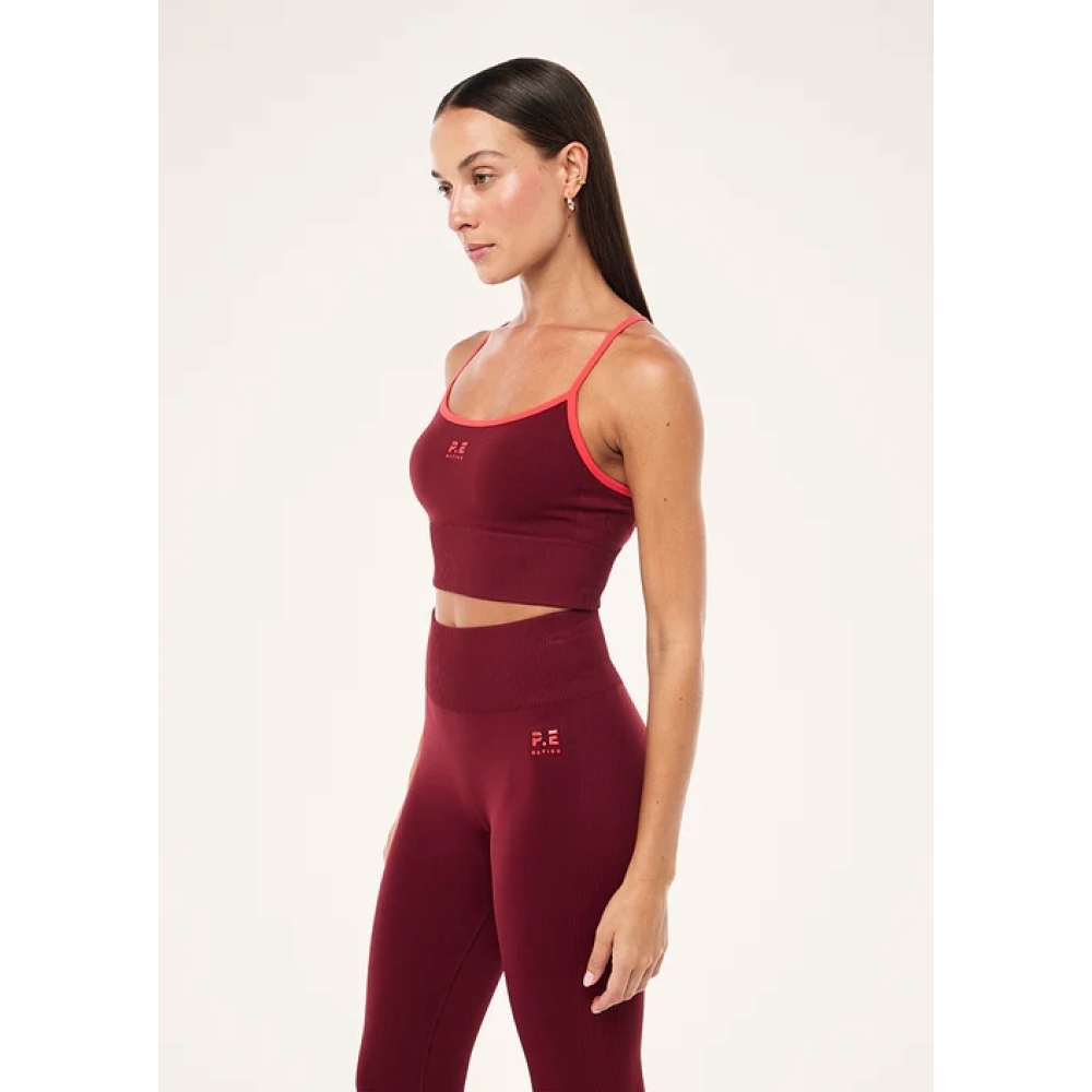 P.E Nation "Release Seamless Tank" bordo spalvos besiūlė palaidinė. Marškinėliai
