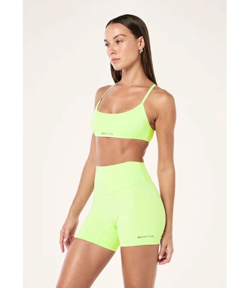 "Reveal Sports Bra" neoninės žalios spalvos sportinė liemenėlė. Sportinės liemenėlės