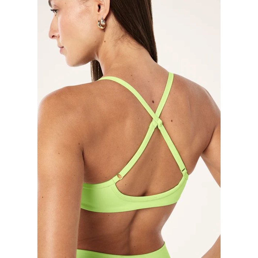 P.E Nation "Reveal Sports Bra" neoninės žalios spalvos sportinė liemenėlė. Sportinės liemenėlės