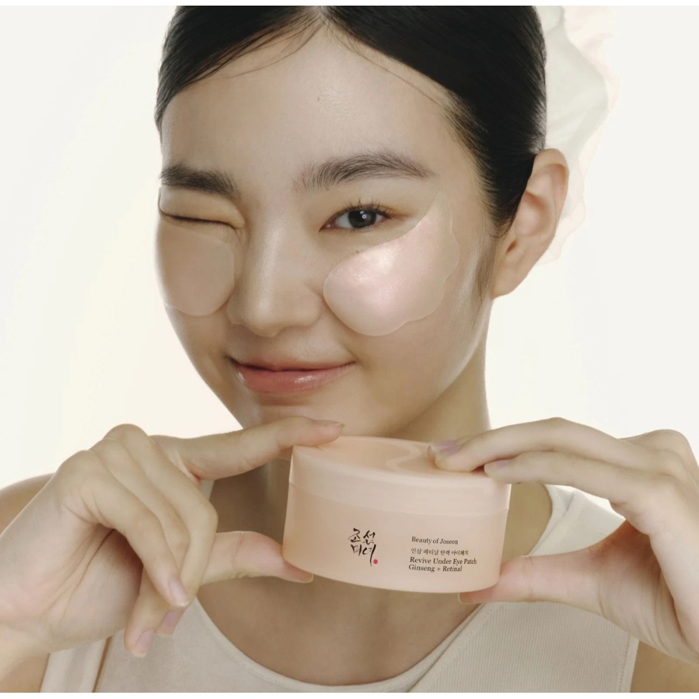 Beauty of Joseon Korėjietiška paakių priežiūra "Revive Under Eye Patch Ginseng + Retinal" paakių padeliai Beauty of Joseon "Revive Under Eye Patch Ginseng + Retinal" paakių padeliai. Korėjietiška paakių priežiūra