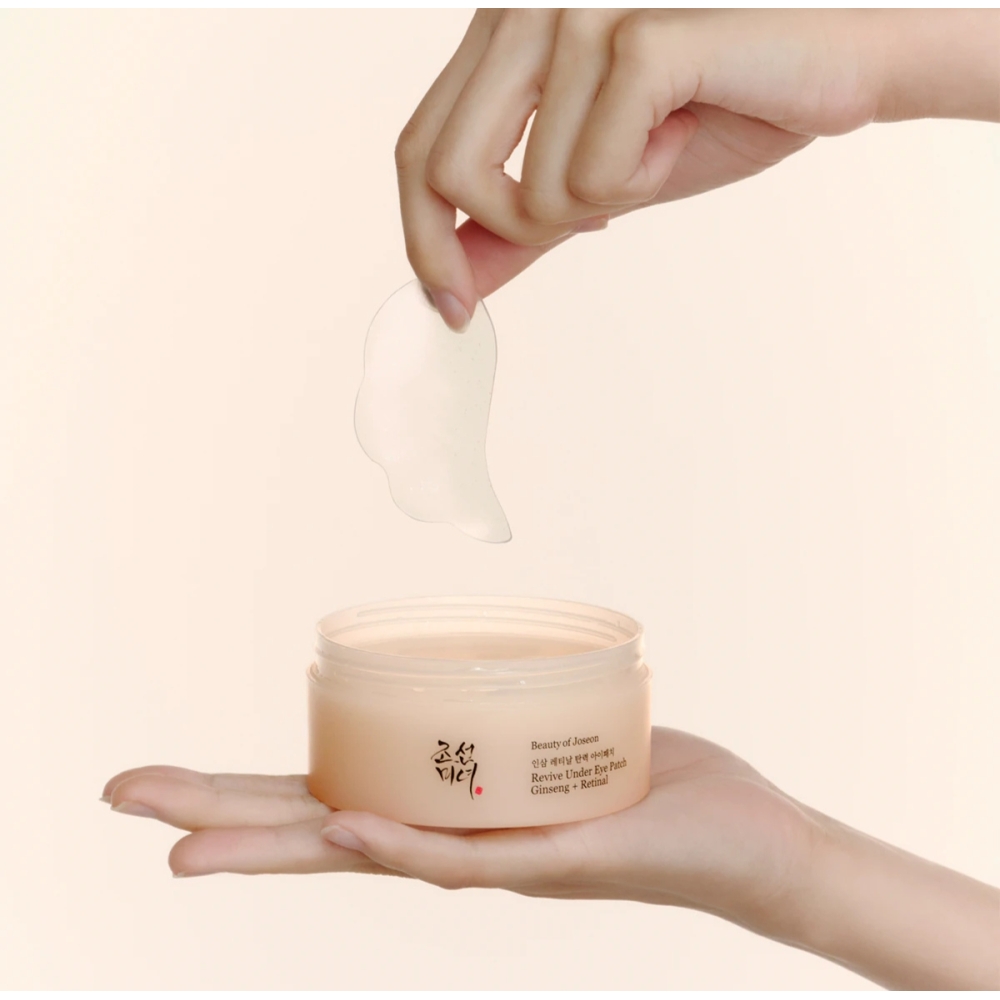 Beauty of Joseon Korėjietiška paakių priežiūra "Revive Under Eye Patch Ginseng + Retinal" paakių padeliai Beauty of Joseon "Revive Under Eye Patch Ginseng + Retinal" paakių padeliai. Korėjietiška paakių priežiūra