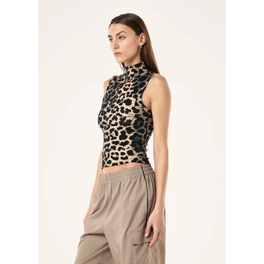 P.E Nation "Routine Quarter Zip Tank" leopardo rašto marškinėliai su užtrauktuku. Marškinėliai