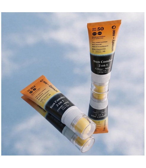 ”Sun Combo SPF50+“ apsauginė priemonė veidui ir lūpoms. Apsauga nuo saulės veidui