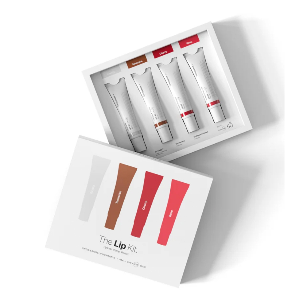 Transparent Lab "The Lip Kit" SPF50 lūpų balzamų su atspalviais rinkinys. Lūpoms