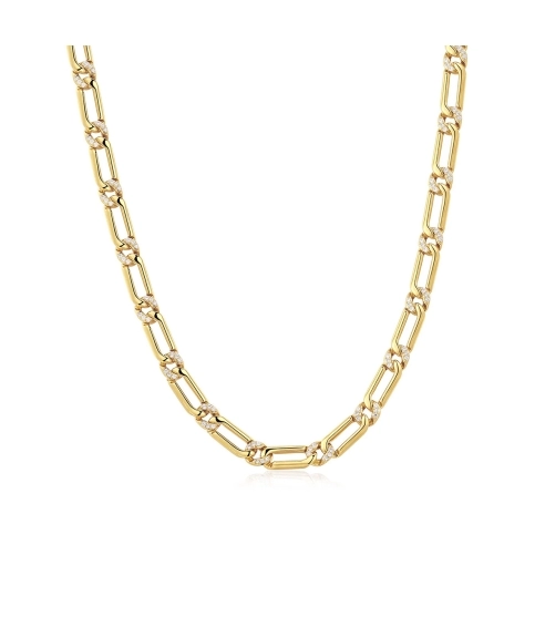 The Two-Tone Pave Link Necklace Gold. Chains