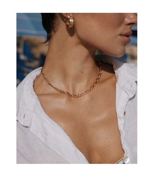 The Two-Tone Pave Link Necklace Gold. Chains