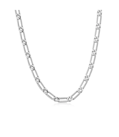 The Two-Tone Pave Link Necklace Silver. Chains