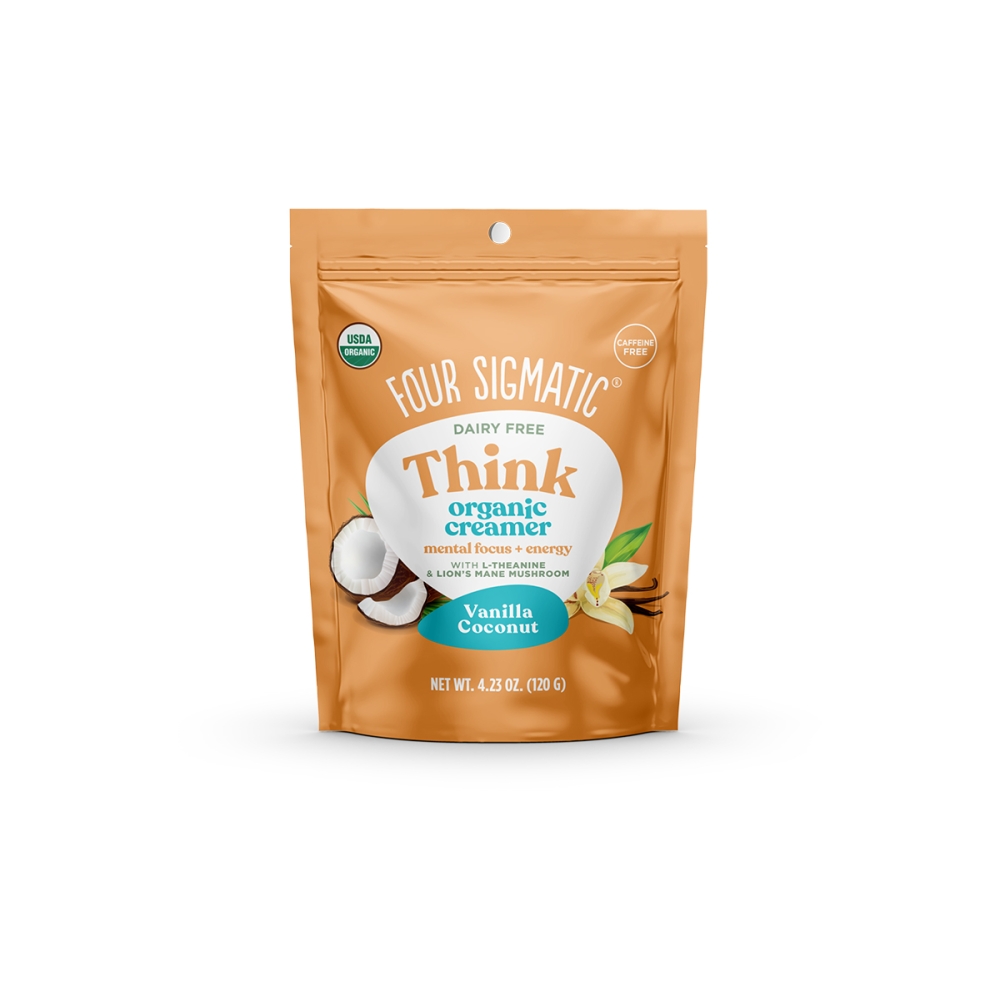 Four Sigmatic “Think Organic Creamer - Vanilla Coconut” mišinys su liūto karčiais kavai ir arbatai. Grybų gėrimai
