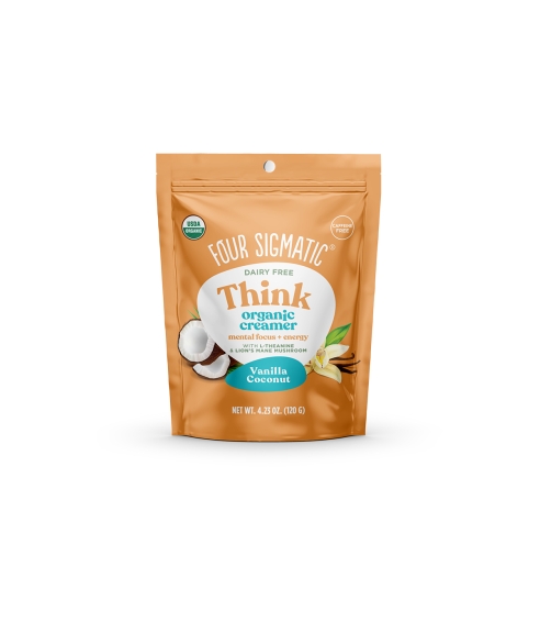 “Think Organic Creamer - Vanilla Coconut” mišinys su liūto karčiais kavai ir arbatai. Grybų gėrimai