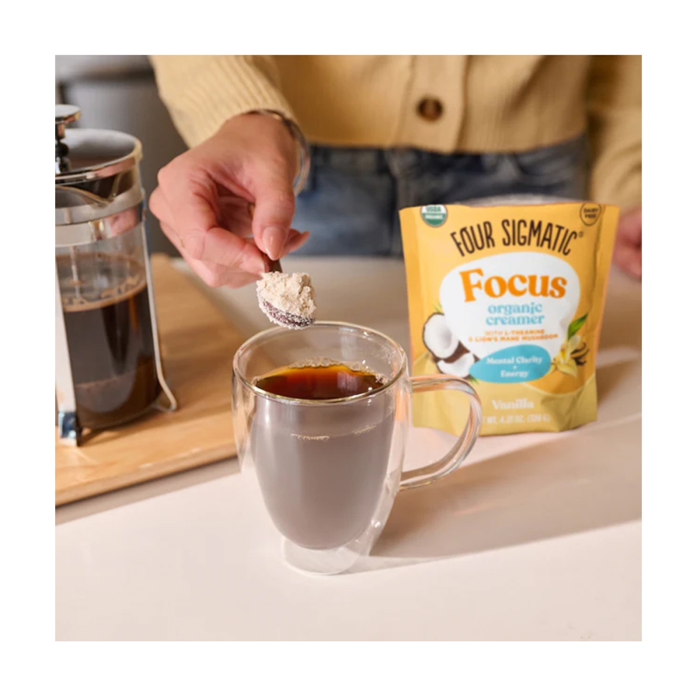 Four Sigmatic “Think Organic Creamer - Vanilla Coconut” mišinys su liūto karčiais kavai ir arbatai. Grybų gėrimai