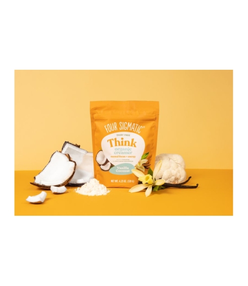 “Think Organic Creamer - Vanilla Coconut” mišinys su liūto karčiais kavai ir arbatai. Grybų gėrimai