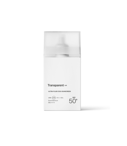 “Ultra-fluid Cica Sunscreen” apsauga veidui su mineraliniais ir cheminiais filtrais SPF50 . Veido kremai nuo saulės