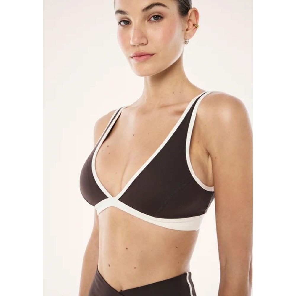 P.E Nation "Vibe Sports Bra " rudos spalvos sportinė liemenėlė. Sportinės liemenėlės