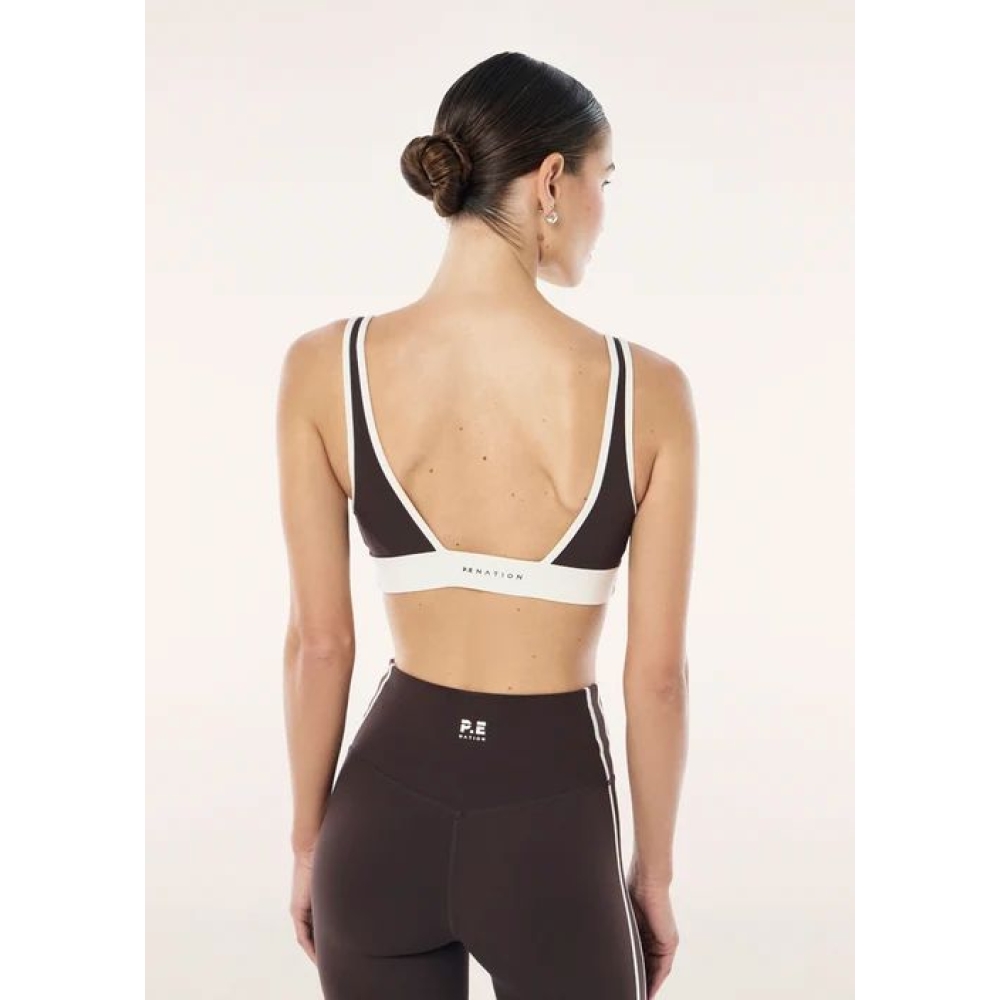 P.E Nation "Vibe Sports Bra " rudos spalvos sportinė liemenėlė. Sportinės liemenėlės