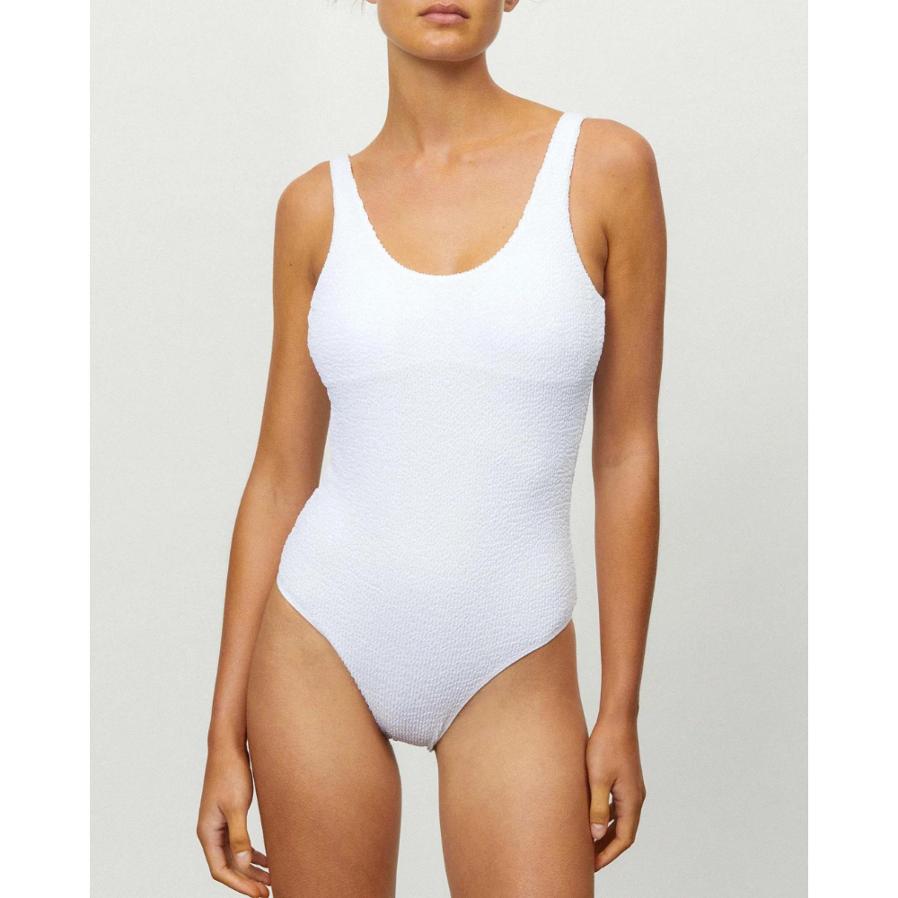 The Backless One Piece - “Crimped White”. One piece swimwear 