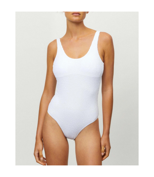 The Backless One Piece - “Crimped White”. One piece swimwear 