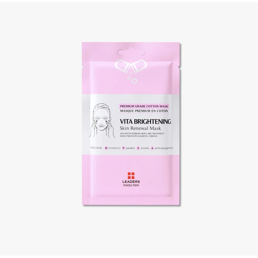 Leaders “Vita Brightening Skin Renewal Mask“ lakštinė veido kaukė su Vitaminu C. Lakštinės ir hidrogelio kaukės