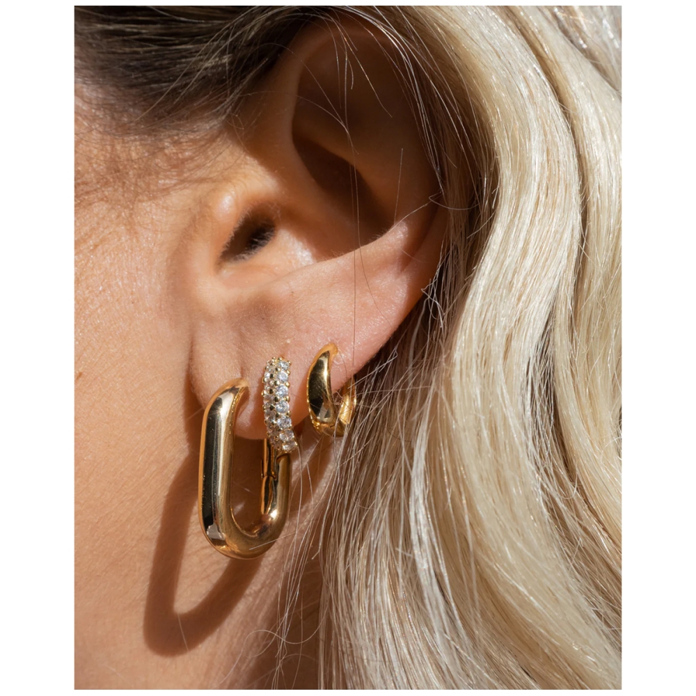 XL Chain Link Hoops Gold. Earrings