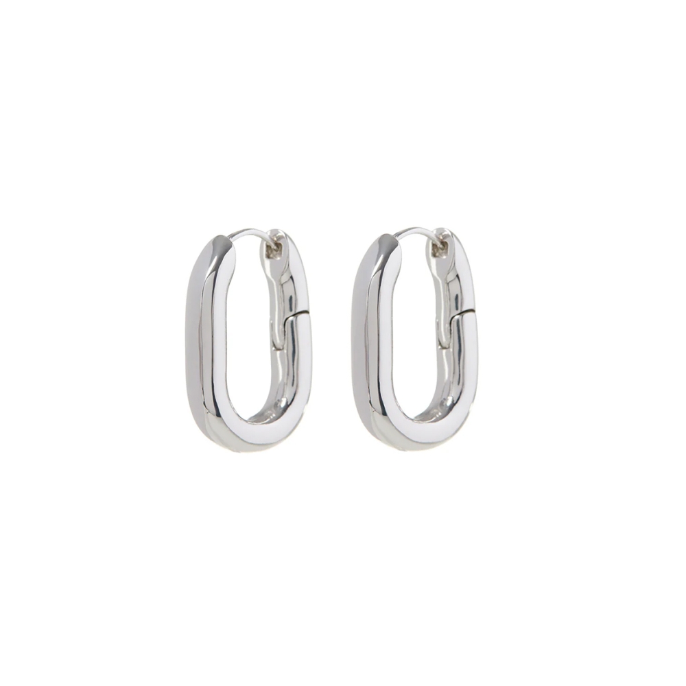 XL Chain Link Hoops Silver. Earrings