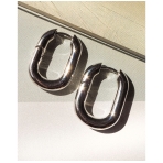 XL Chain Link Hoops Silver. Earrings