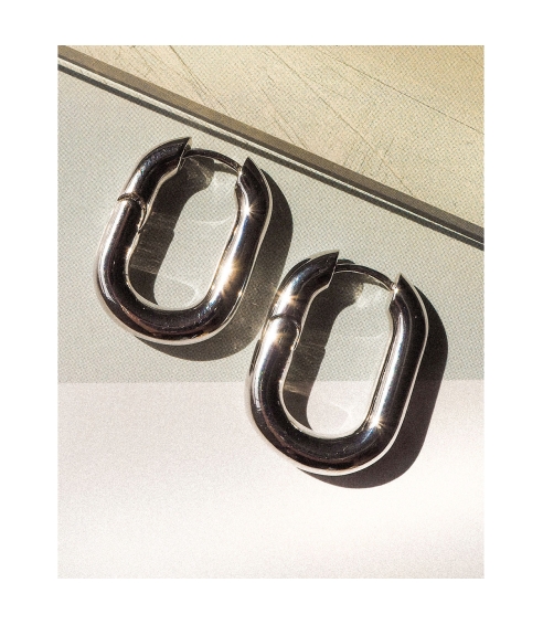 XL Chain Link Hoops Silver. Earrings