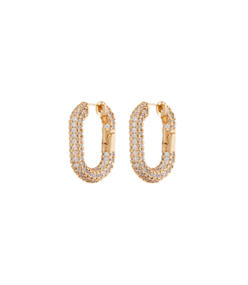 XL Pave Chain Link Hoops Gold. Earrings