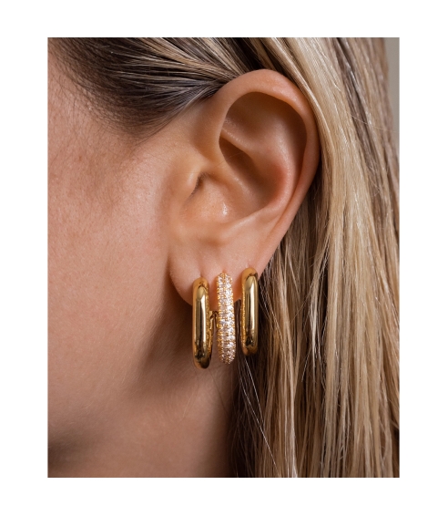 XL Pave Chain Link Hoops Gold. Earrings