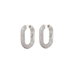 XL Pave Chain Link Hoops Silver. Earrings