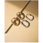 XL PAVE CHAIN LINK Hoops tipo sidabro spalvos auskarai. Auskarai