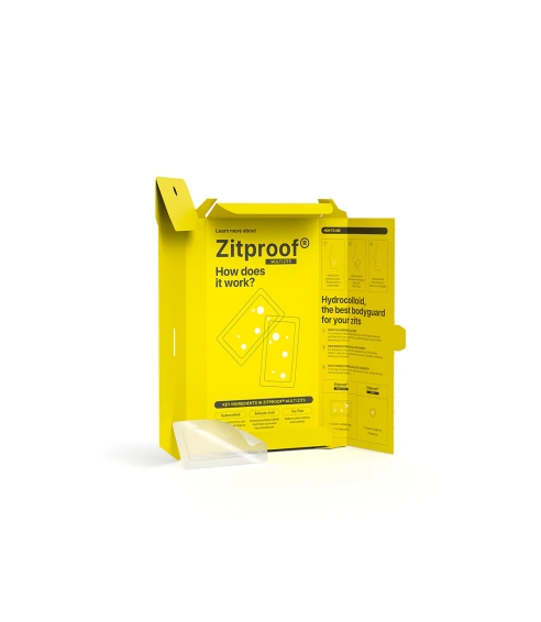 ZITPROOF® MULTIZITS XL hydrocolloid patches for cheeks, chin and forehead. Acne